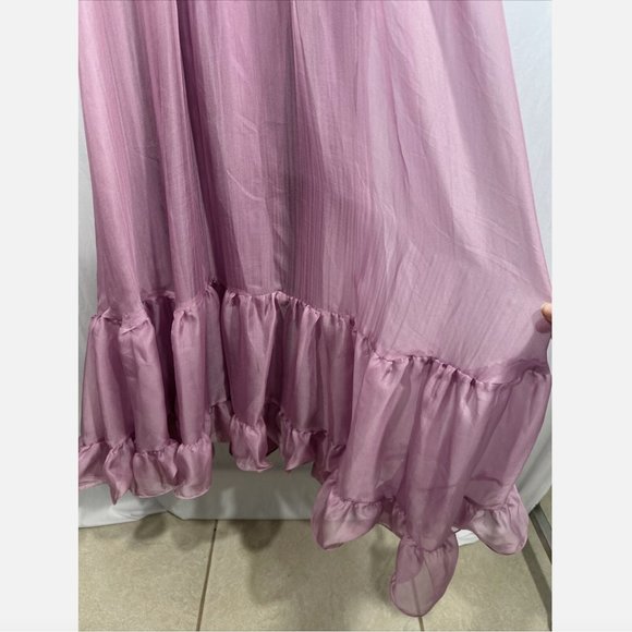 NWD Mac Duggal [ 10 ] Chiffon‎ Ruched Illusion Raglan Sleeve Ruffled Gown Q578 - Picture 11 of 16